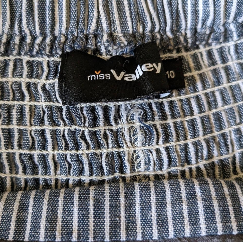 Miss Valley High low ruffle pinstripe strappy sun dress Sz 10 - Picture 4 of 9